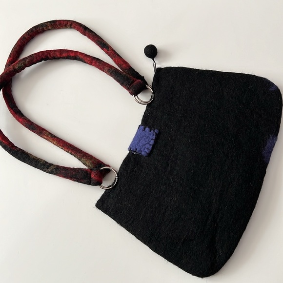 Rising Tide Felted Wool Purse Planets Black - Picture 4 of 14